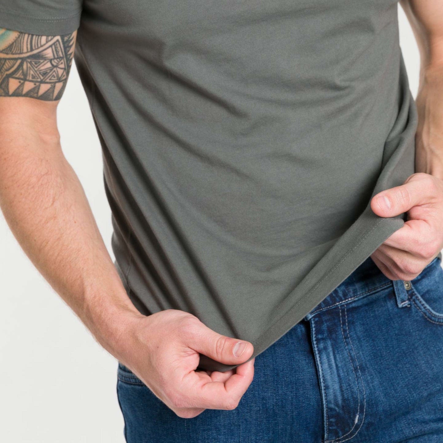 Ash & Erie Fieldstone Grey Pima Cotton Crew Neck T-Shirt for Short Men Short Sleeve Premium Tee