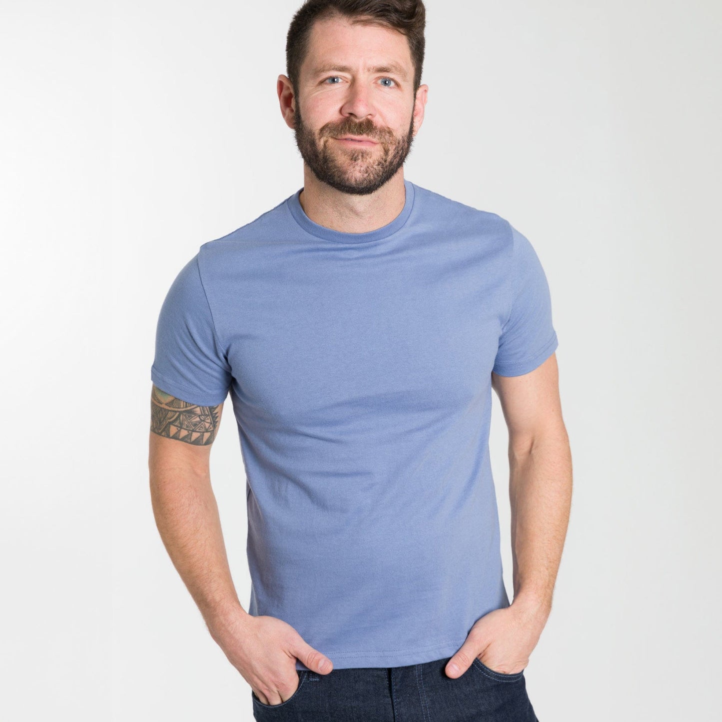 Ash & Erie Blue Crew Neck T-Shirt for Short Men Short Sleeve Tee