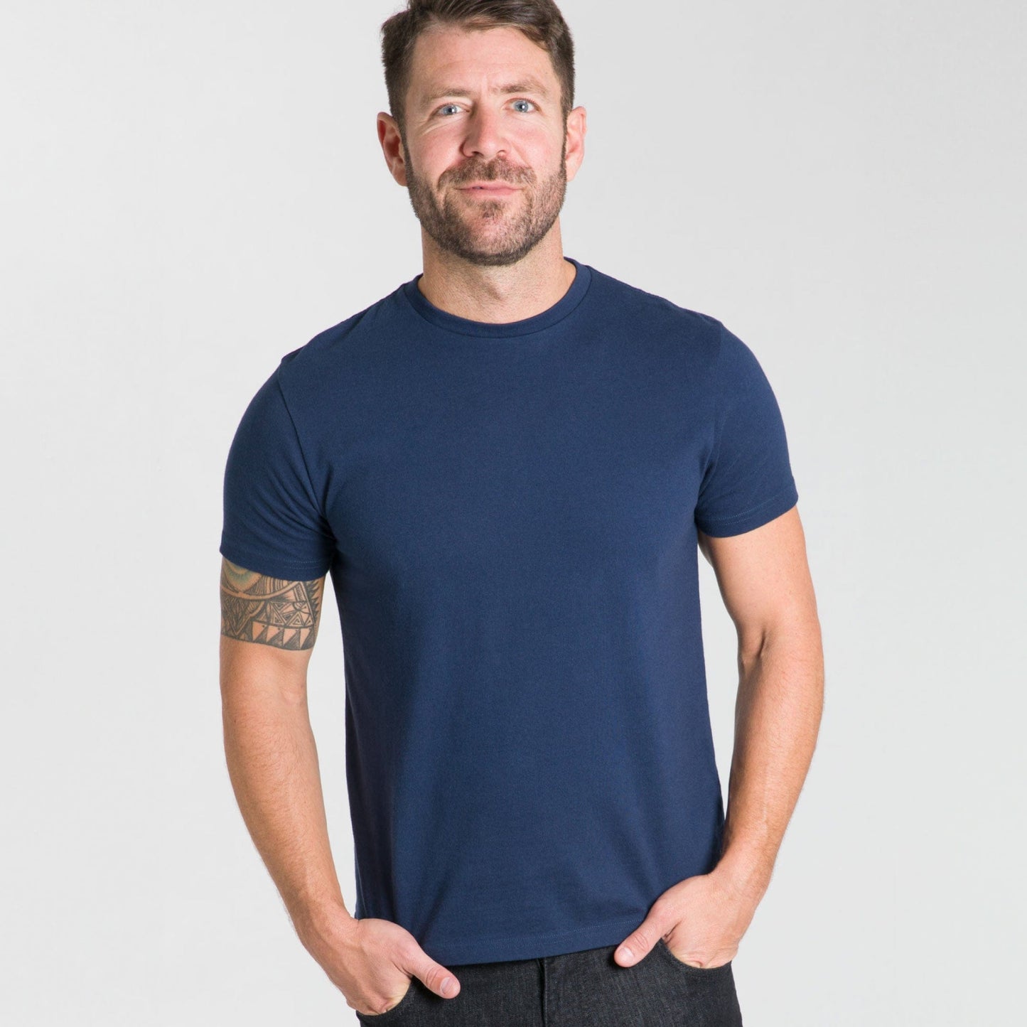 Ash & Erie Navy Crew Neck T-Shirt for Short Men Short Sleeve Tee
