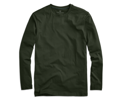 Duffel Bag Green | Front view of Pima Long Sleeve T-Shirt in Duffel Bag Green