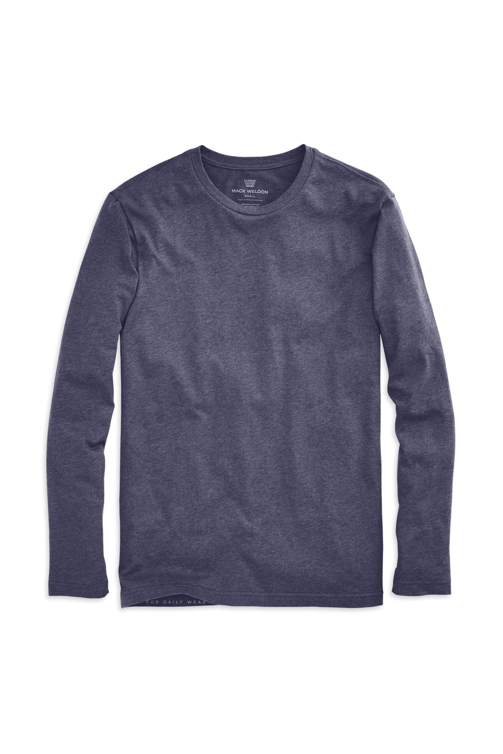 Navy Heather | Front view of Pima Long Sleeve T-Shirt in Navy Heather