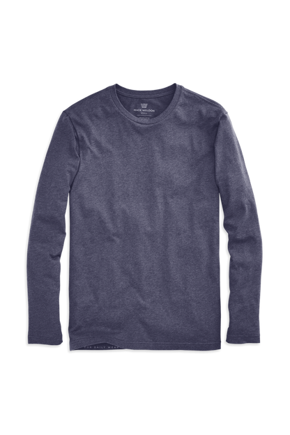 Navy Heather | Front view of Pima Long Sleeve T-Shirt in Navy Heather