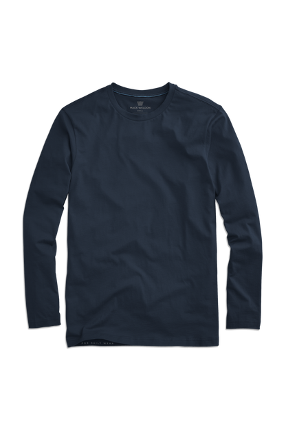 True Navy | Front view of Pima Long Sleeve T-Shirt in True Navy