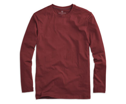 Red Fern | Front view of Pima Long Sleeve T-Shirt in Red Fern