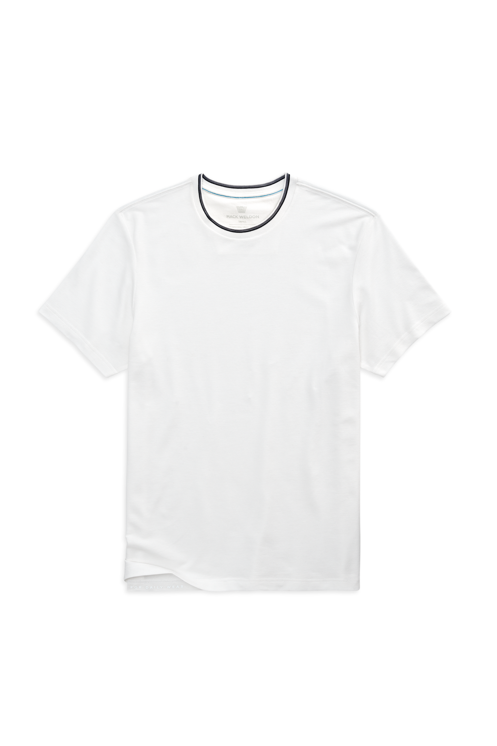 Bright White Navy Tipped | Front view of Silver Pique T-Shirt in Bright White Navy Tipped