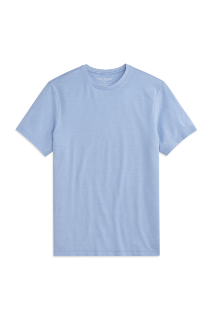 Chambray White Oxford | Front view of Silver Pique T-Shirt in Chambray White Oxford