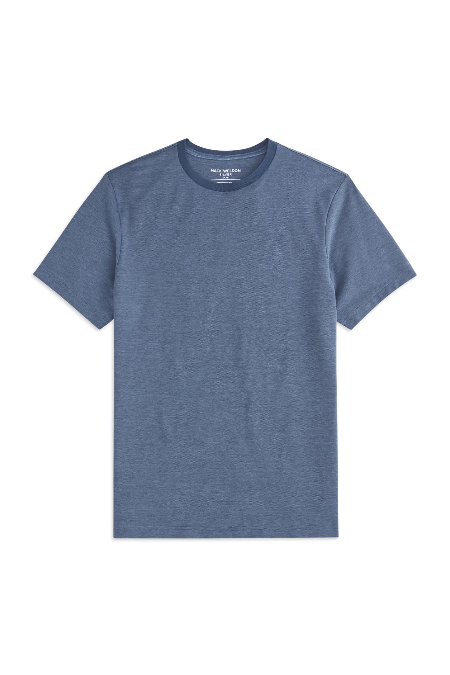 Total Eclipse Chambray Oxford | Front view of Silver Pique T-Shirt in Total Eclipse Chambray Oxford
