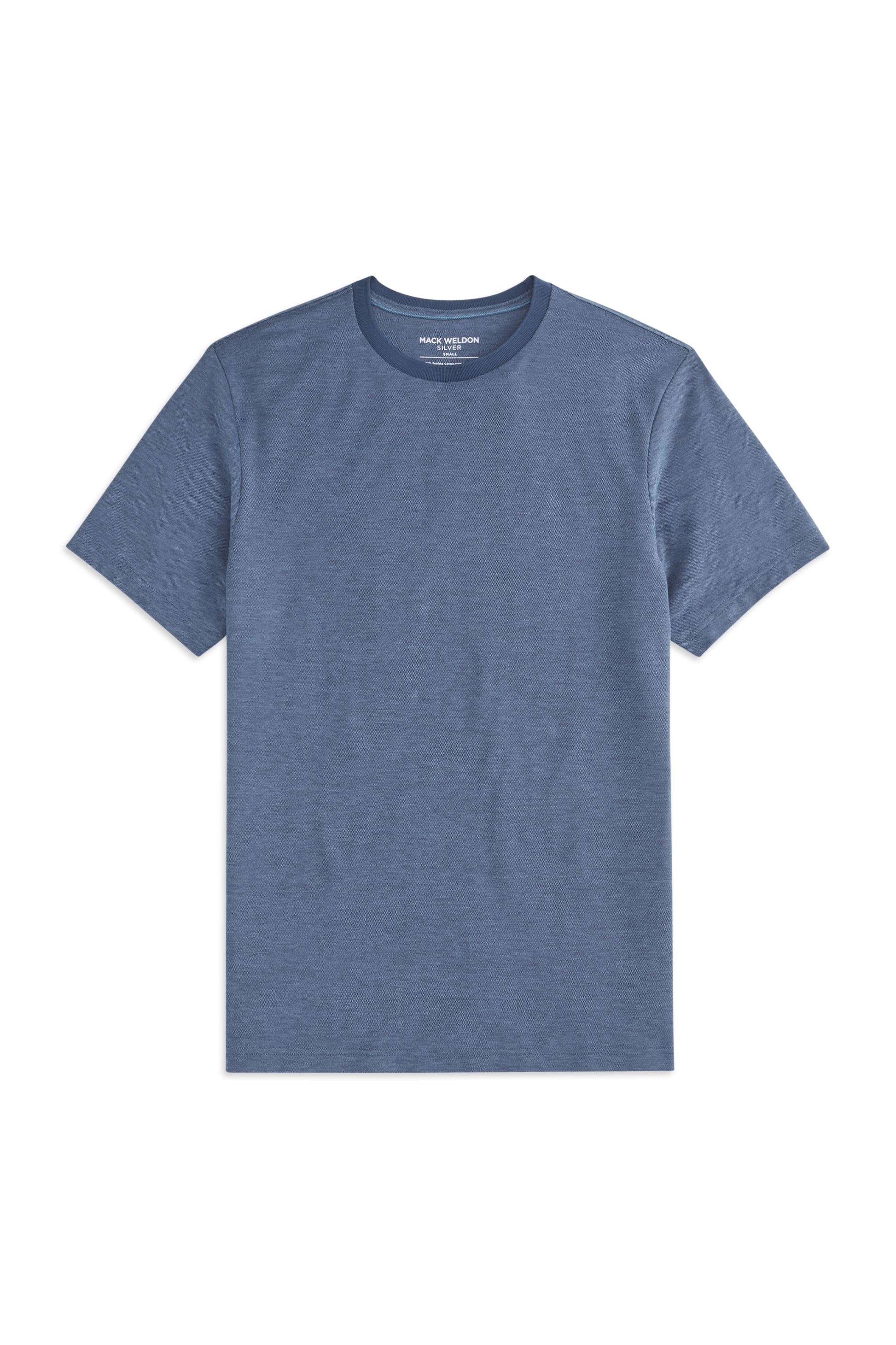 Total Eclipse Chambray Oxford | Front view of Silver Pique T-Shirt in Total Eclipse Chambray Oxford