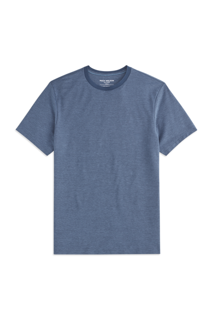 Total Eclipse Chambray Oxford | Front view of Silver Pique T-Shirt in Total Eclipse Chambray Oxford