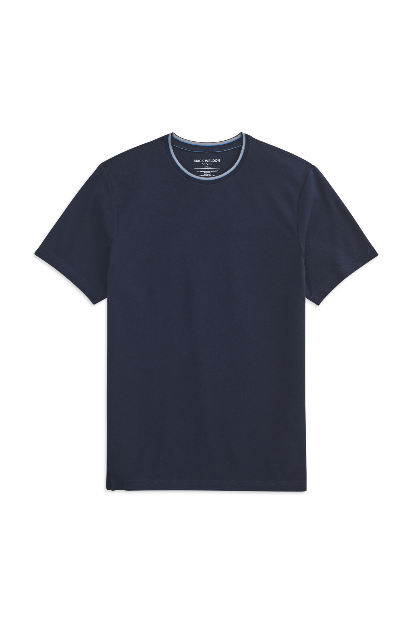 True Navy Tipped | Front view of Silver Pique T-Shirt in True Navy Tipped