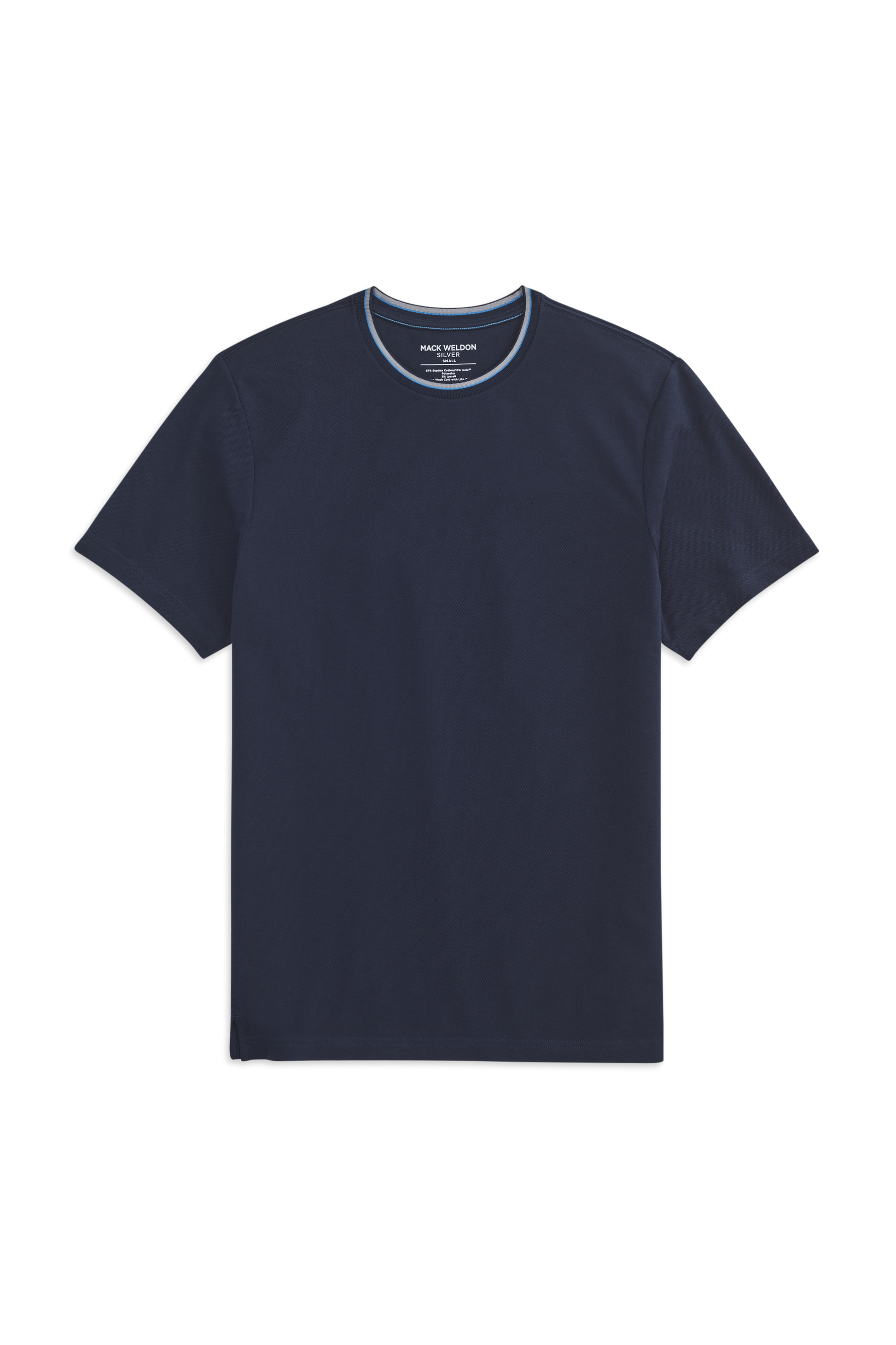 True Navy Tipped | Front view of Silver Pique T-Shirt in True Navy Tipped