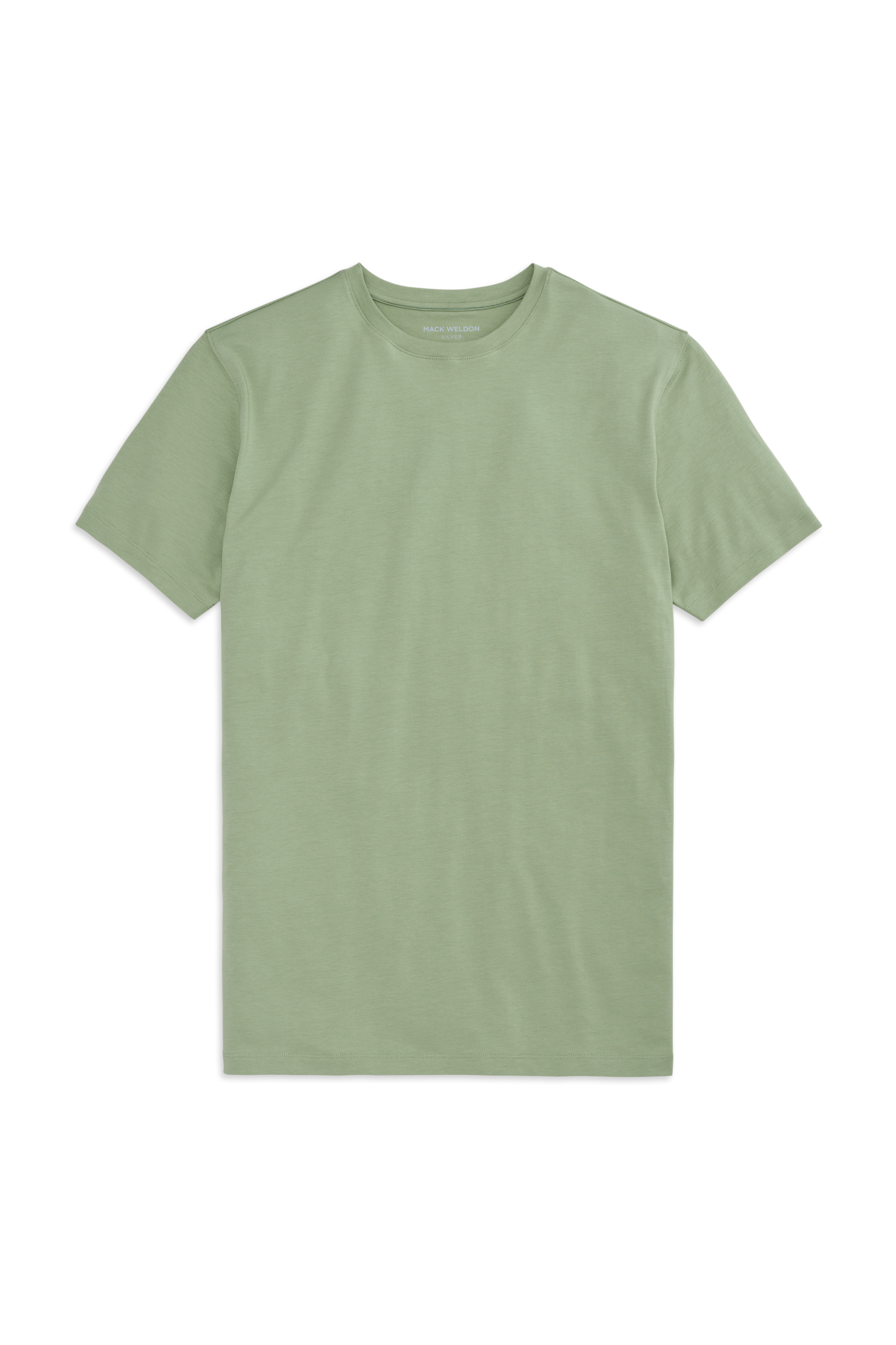Front view of a Silver Crew Neck T-Shirt in Basil