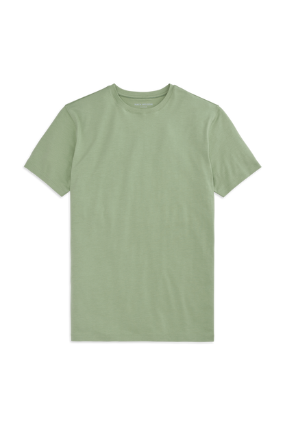 Front view of a Silver Crew Neck T-Shirt in Basil