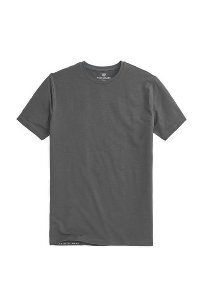 Stealth Grey | Front laydown of SILVER Crew Neck T-Shirt in Stealth Grey