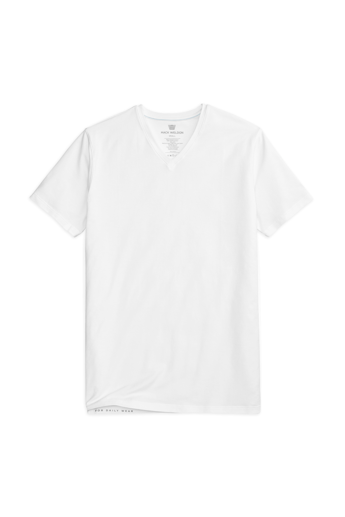 Bright White | Front view of Silver V-Neck T-Shirt in Bright White