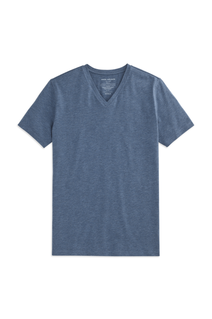 Ice Storm Heather | Front view of Silver V-Neck T-Shirt in Ice Storm Heather