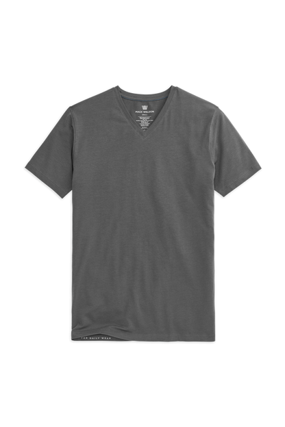 Stealth Grey | Front view of Silver V-Neck T-Shirt in Stealth Grey