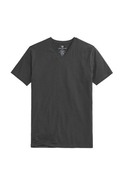 True Black | Front view of Silver V-Neck T-Shirt in True Black