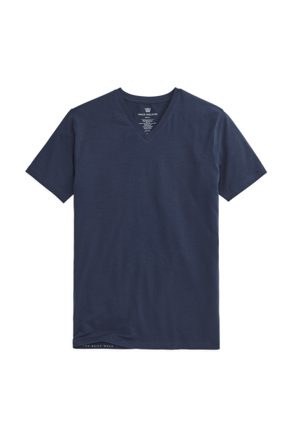 True Navy | Front view of Silver V-Neck T-Shirt in True Navy