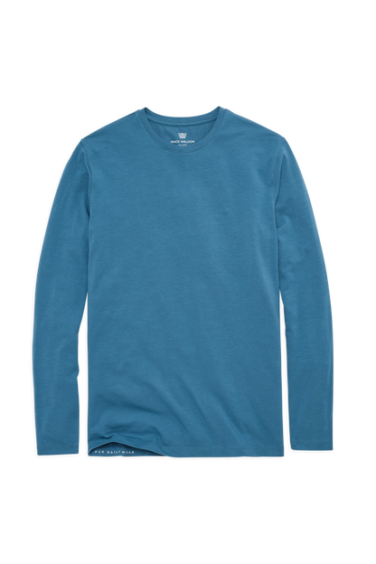 Blue Shadow | Front view of Silver Long Sleeve T-Shirt in Blue Shadow