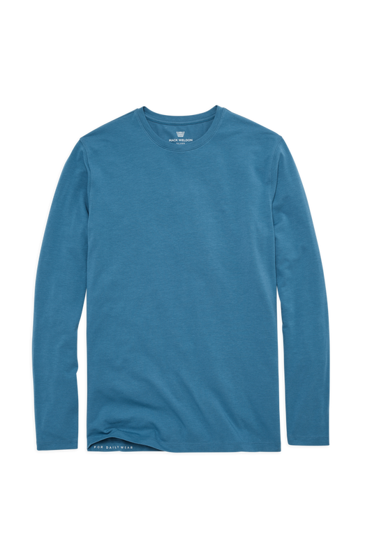 Blue Shadow | Front view of Silver Long Sleeve T-Shirt in Blue Shadow