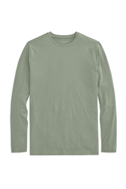 Burnt Sage| Front view of Silver Long Sleeve T-Shirt in Burnt Sage
