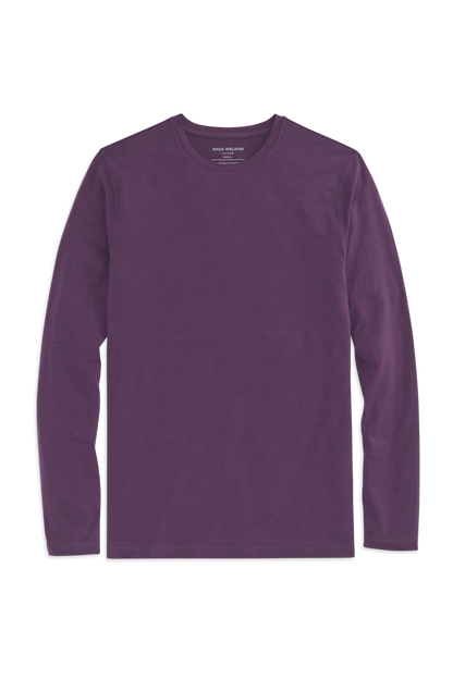 Fig Pudding | Front view of Silver Long Sleeve T-Shirt in Fig Pudding