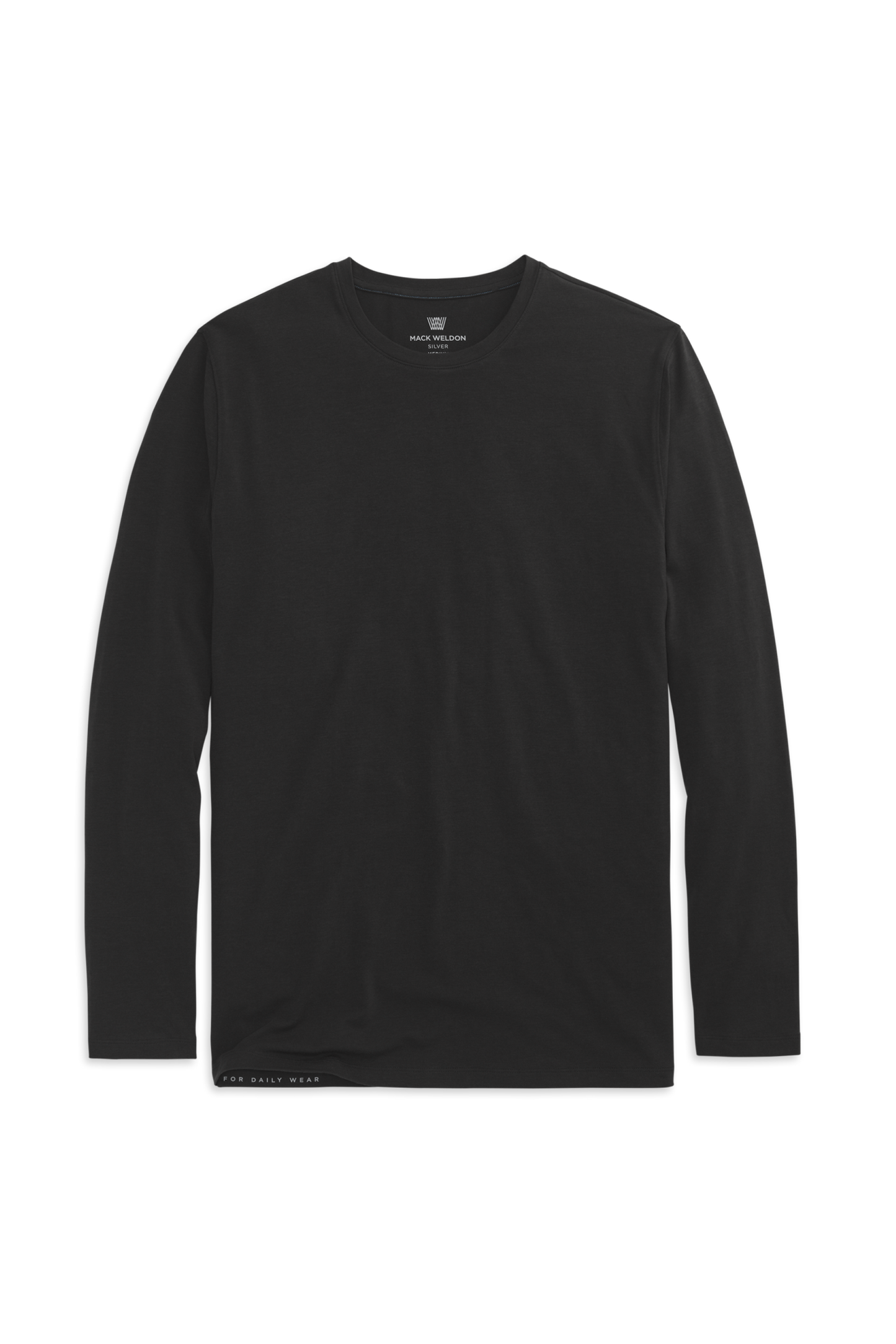 True Black | Front view of Silver Long Sleeve T-Shirt in True Black