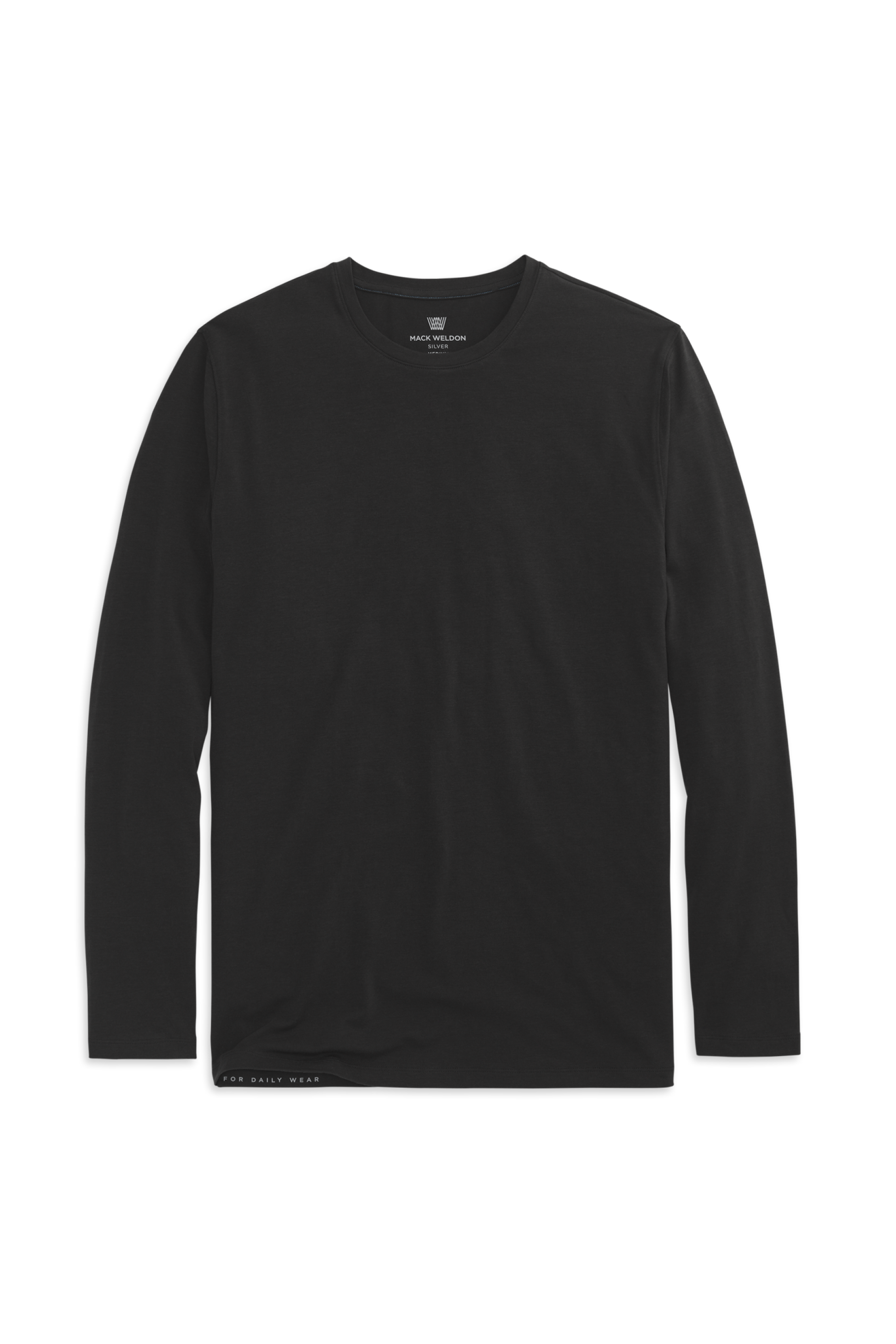 True Black | Front view of Silver Long Sleeve T-Shirt in True Black