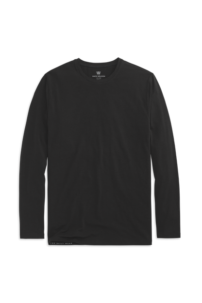 True Black | Front view of Silver Long Sleeve T-Shirt in True Black