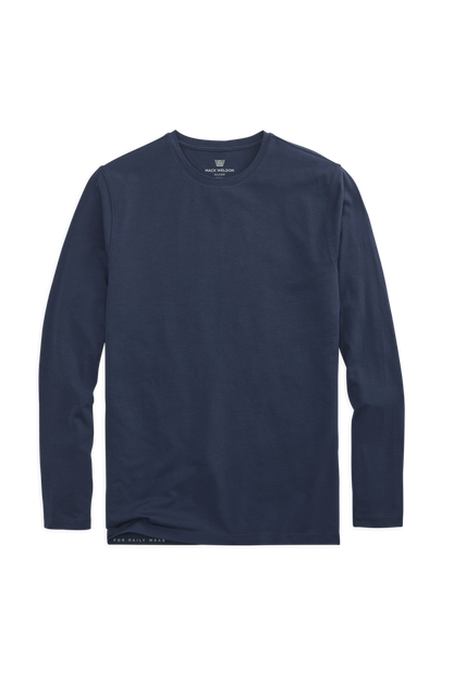 True Navy | Front view of Silver Long Sleeve T-Shirt in True Navy