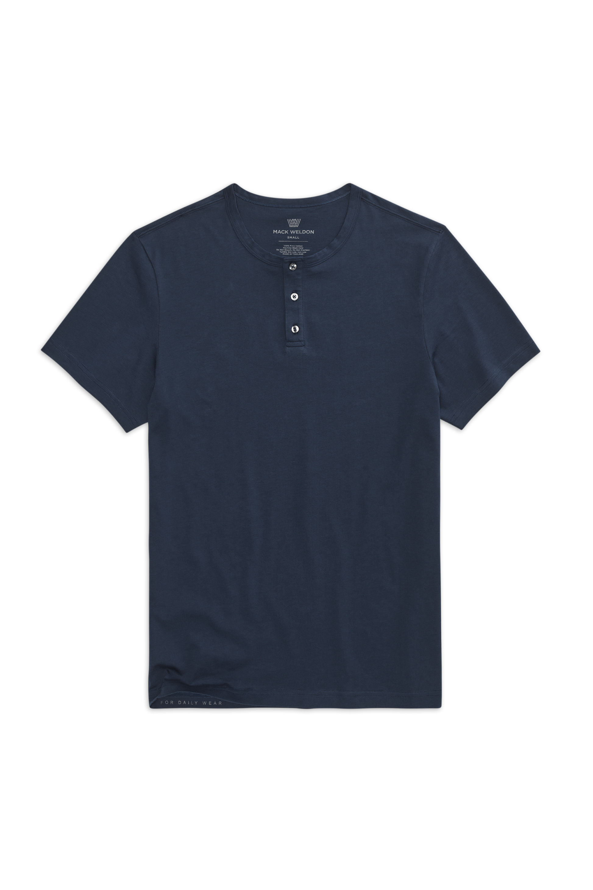 True Navy | Front view of Pima Short Sleeve Henley in True Navy