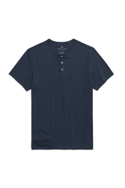 True Navy | Front view of Pima Short Sleeve Henley in True Navy