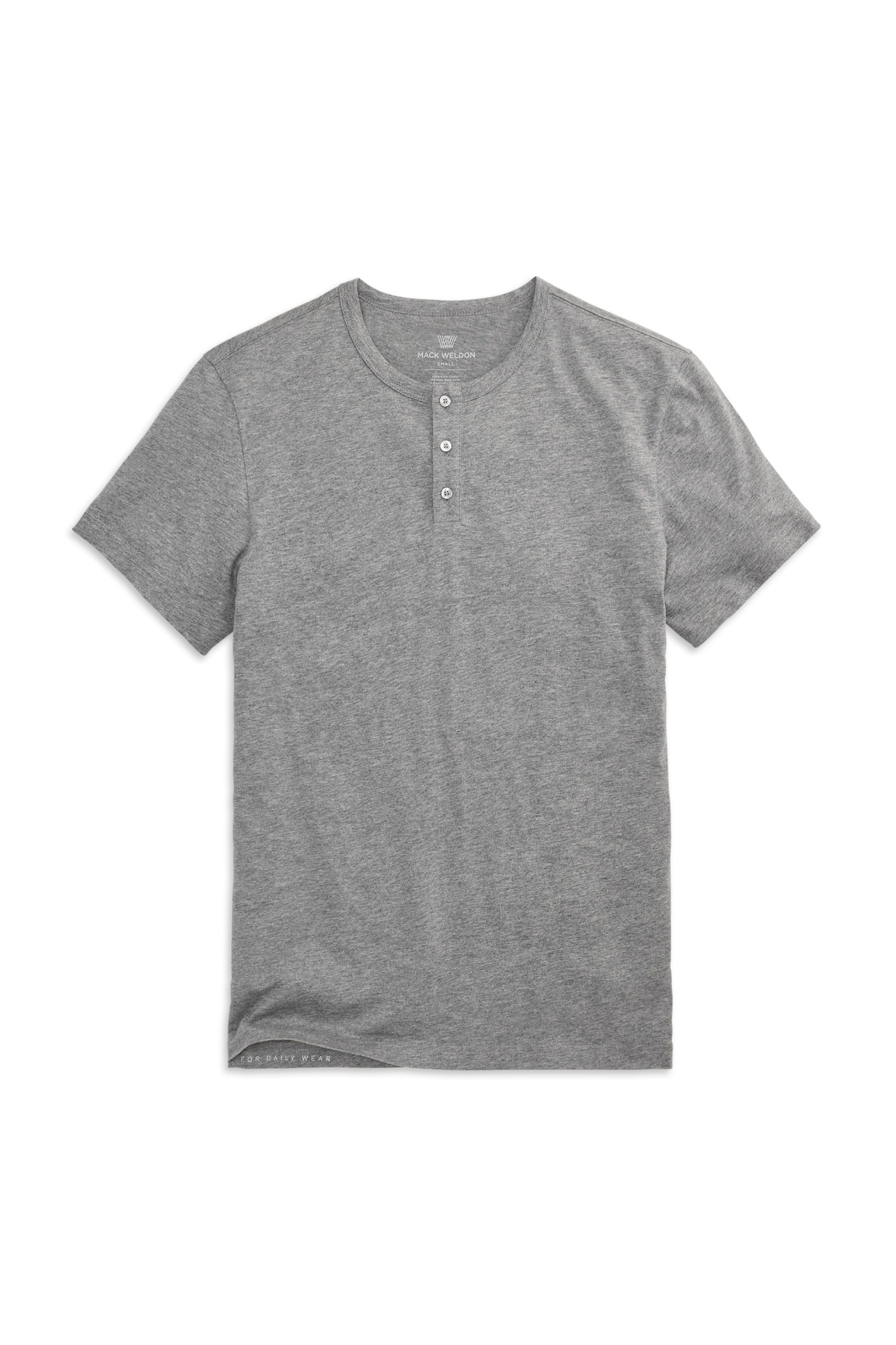 Gray Heather | Front view of Pima Short Sleeve Henley in Gray Heather