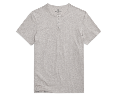Sand Heather | Front view of Pima Short Sleeve Henley in Sand Heather