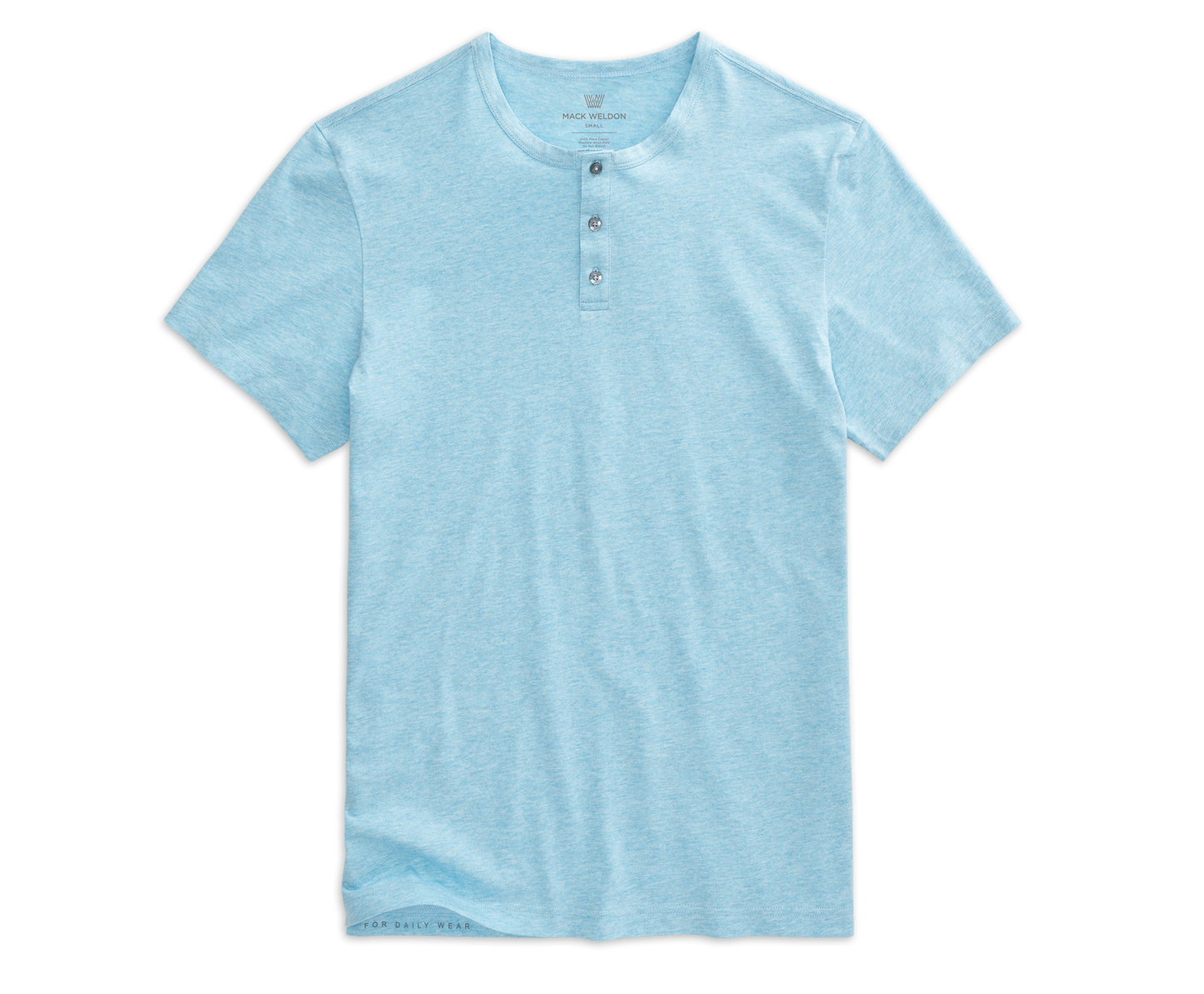 Sky Heather | Front view of Pima Short Sleeve Henley in Sky Heather