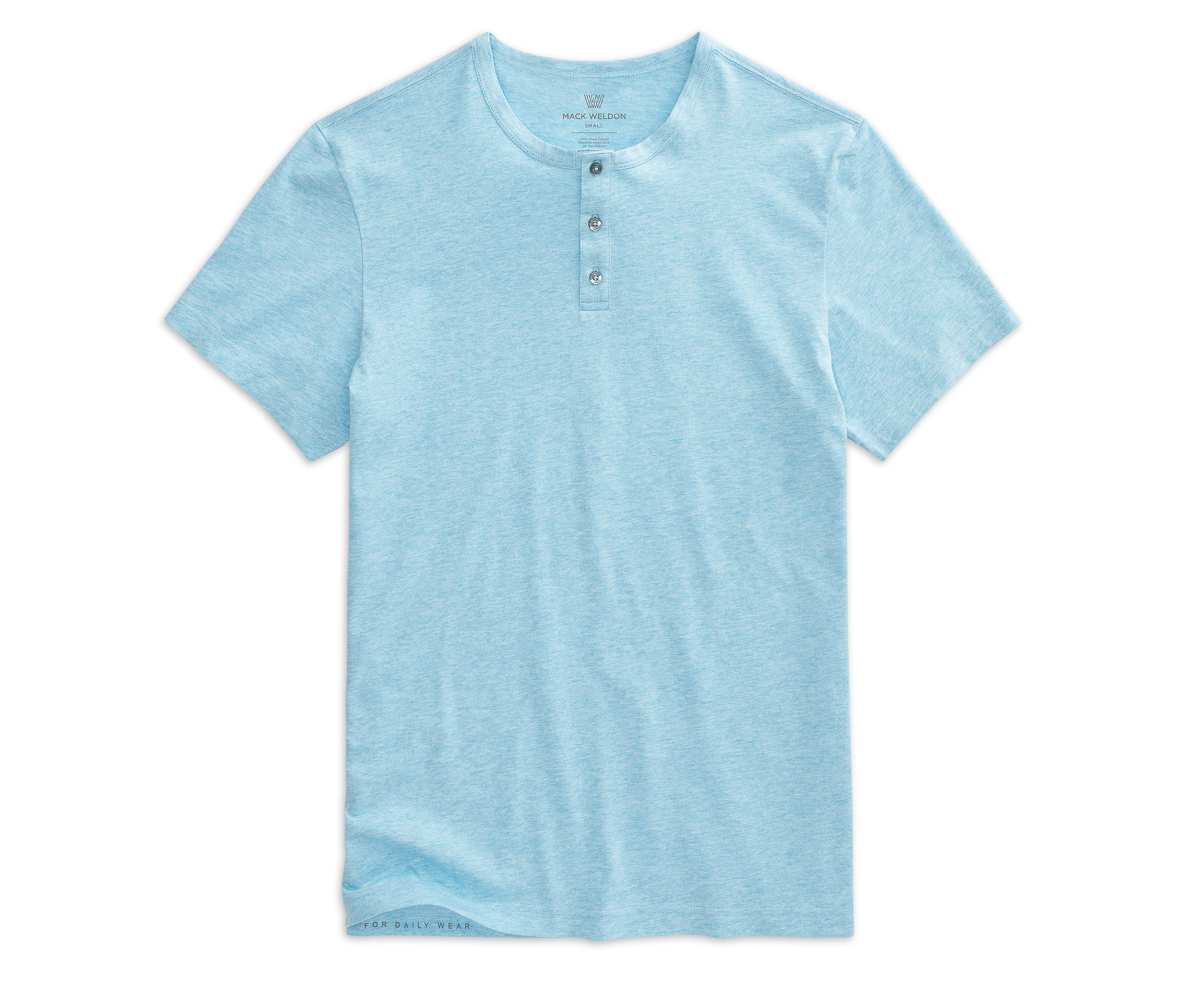 Sky Heather | Front view of Pima Short Sleeve Henley in Sky Heather
