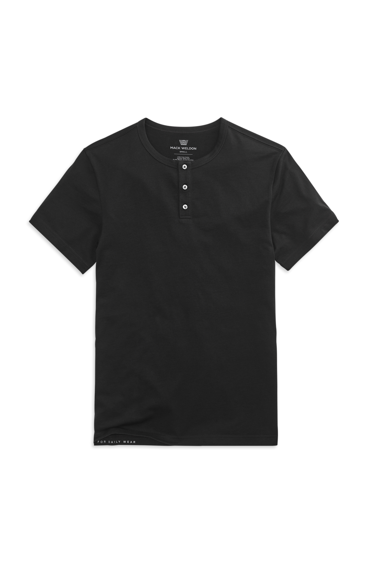 True Black | Front view of Pima Short Sleeve Henley in True Black