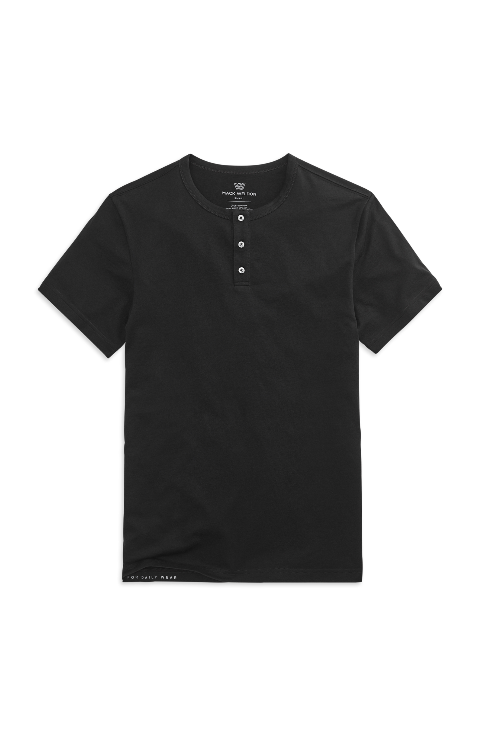 True Black | Front view of Pima Short Sleeve Henley in True Black