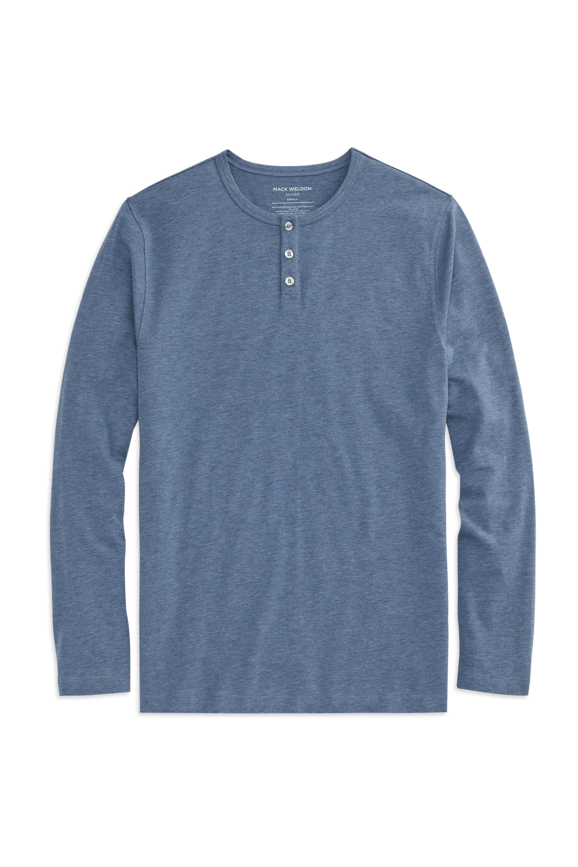 Ice Storm Heather| Front view of Silver Long Sleeve Henley in Ice Storm Heather