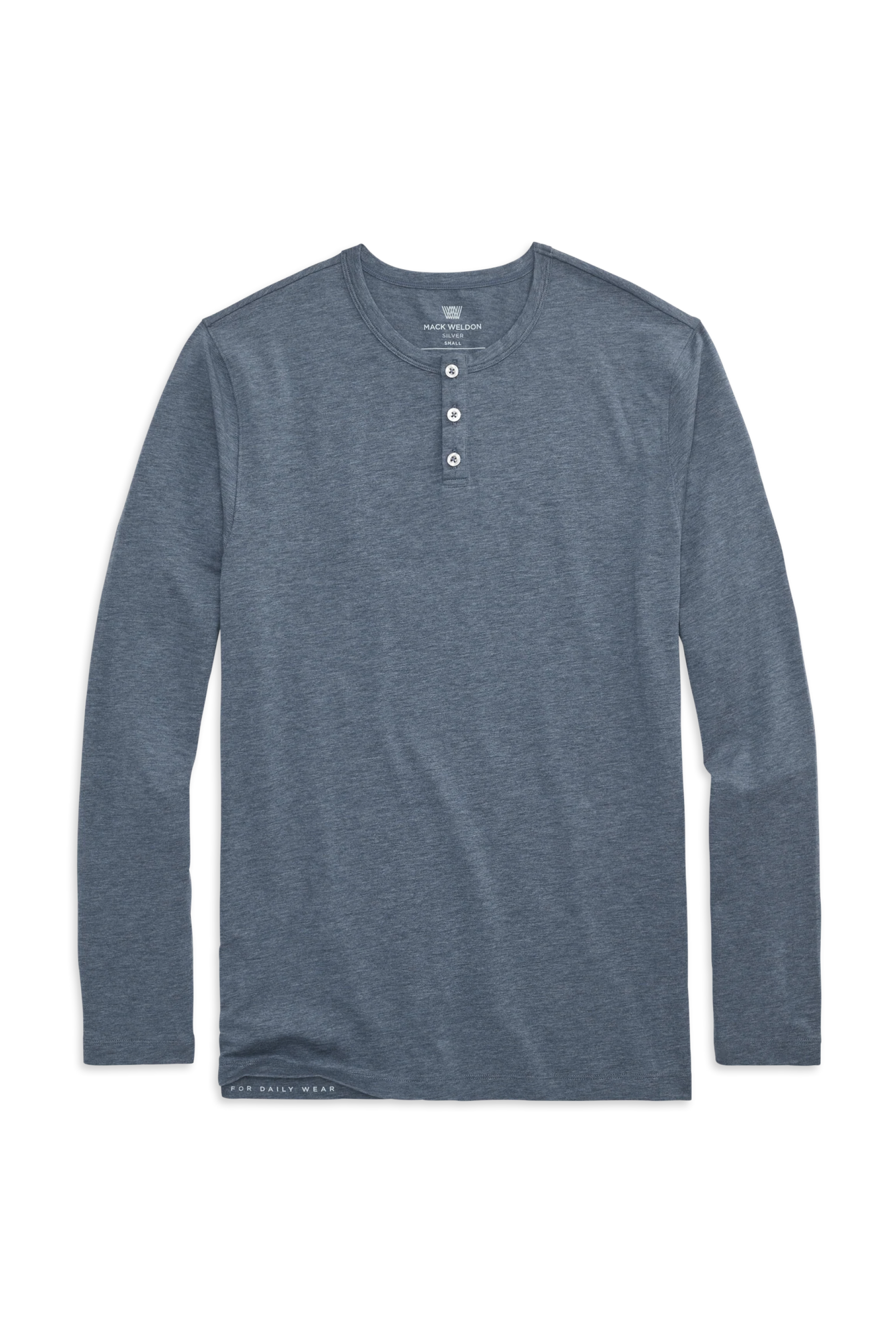 Moonlighting Heather | Front view of Silver Long Sleeve Henley in Moonlighting Heather