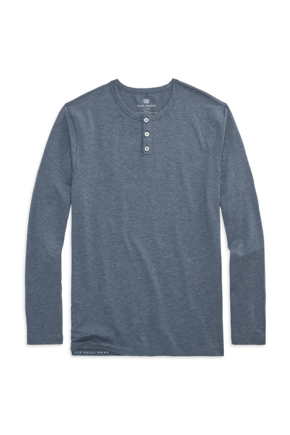 Moonlighting Heather | Front view of Silver Long Sleeve Henley in Moonlighting Heather
