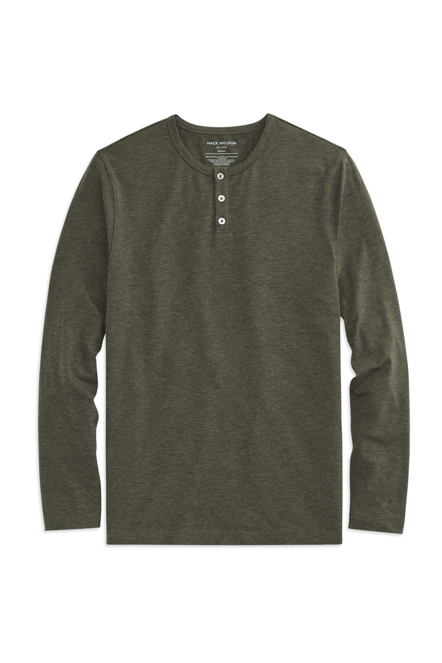 Sage Heather | Front view of Silver Long Sleeve Henley in Sage Heather