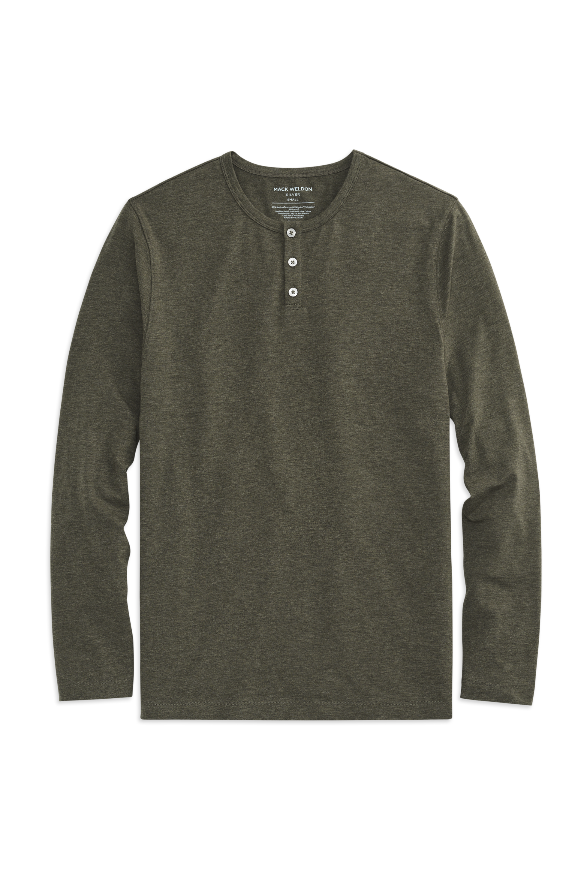 Sage Heather | Front view of Silver Long Sleeve Henley in Sage Heather