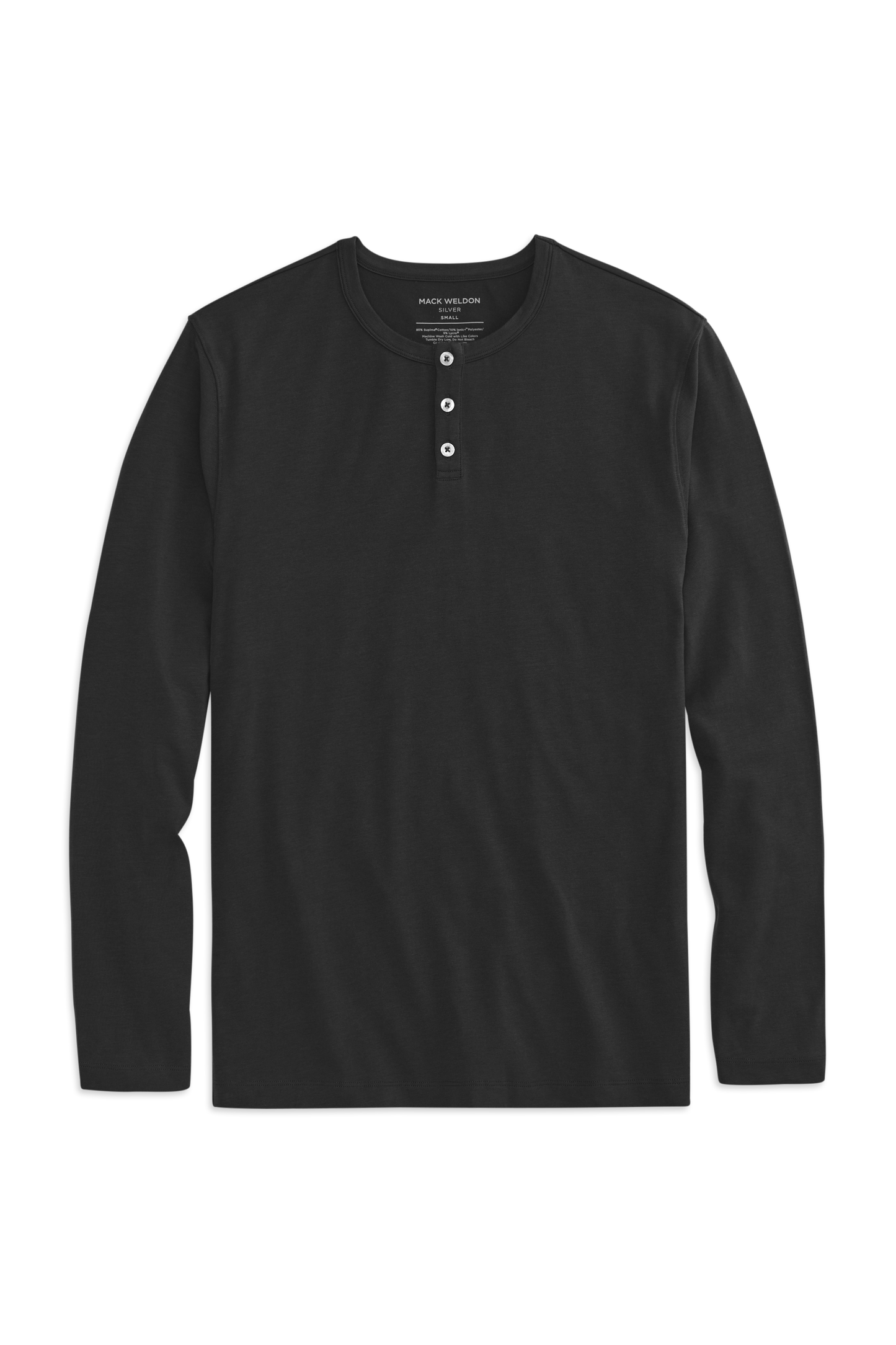 True Black | Front view of SILVER Long Sleeve Henley in True Black 