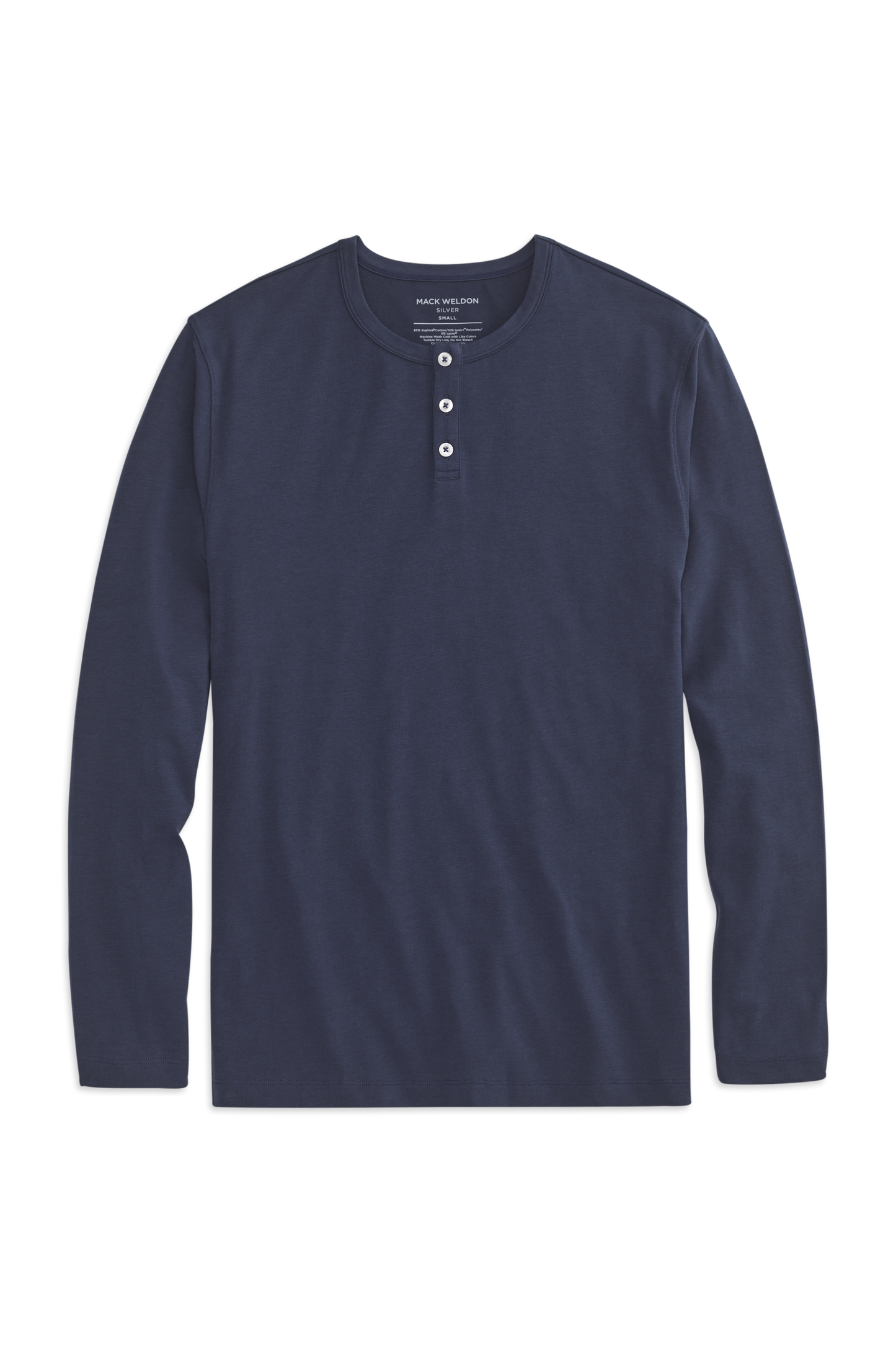True Navy | Front view of SILVER Long Sleeve Henley in True Navy