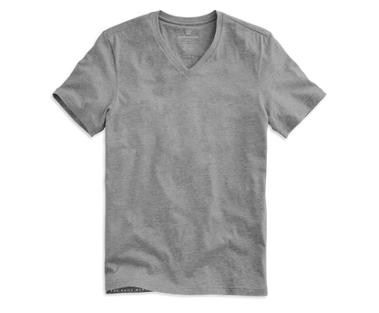 Front view of Pima V-Neck T-Shirt in Grey Heather