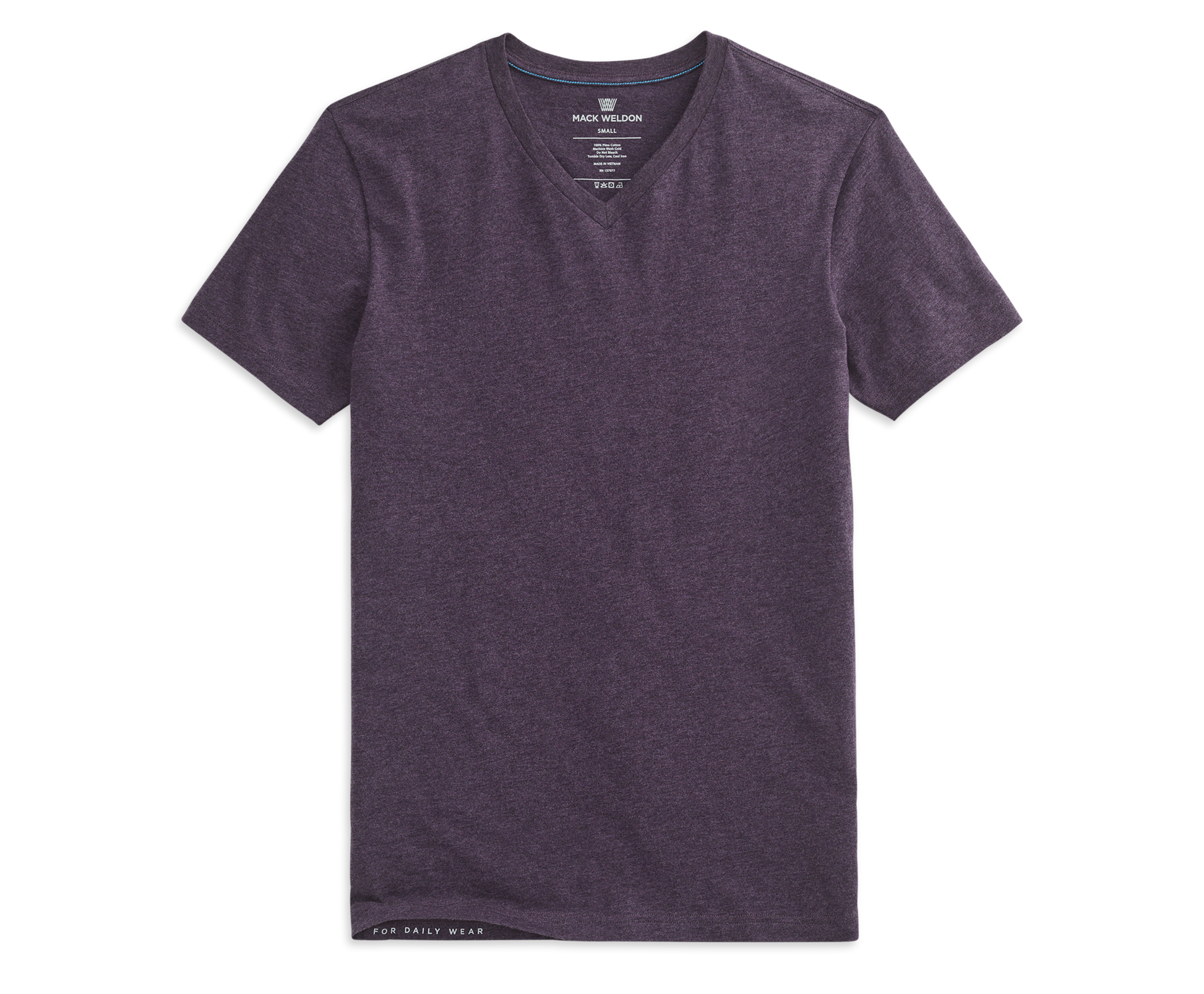 Plum Wine Heather | Front view of Pima V-Neck T-Shirt in Plum Wine Heather