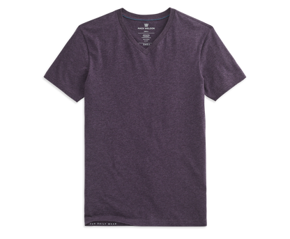 Plum Wine Heather | Front view of Pima V-Neck T-Shirt in Plum Wine Heather
