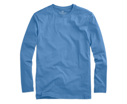 Comet Blue | Front view of Pima Long Sleeve T-Shirt in Comet Blue